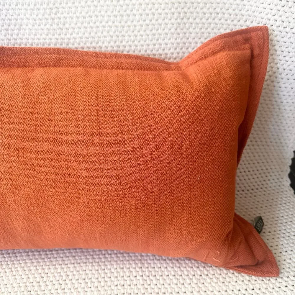 Ralph Lauren Home Orange Rust Beige Lumbar Feather Breakfast Pillow 14